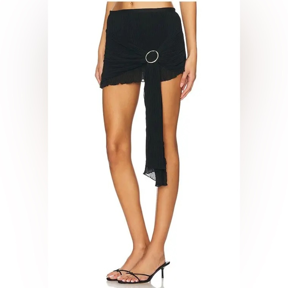 Lioness Black Mini Skirt with Ring Detail